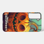 怖い顔のオレンジカボチャ、ハロウィン SAMSUNG GALAXYケース (裏面横)