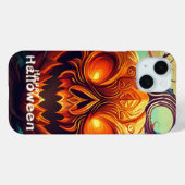 怖い顔のオレンジ色のかぼちゃ、ハロウィン Case-Mate iPhoneケース (裏面 (横))