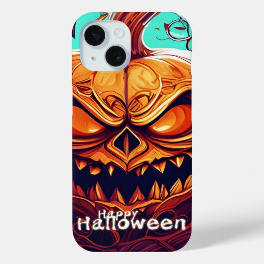 怖い顔のオレンジ色のカボチャ, ハロウィン Case-Mate iPhoneケース (裏面)