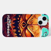 怖い顔のオレンジ色のカボチャ, ハロウィン Case-Mate iPhoneケース (裏面 (横))