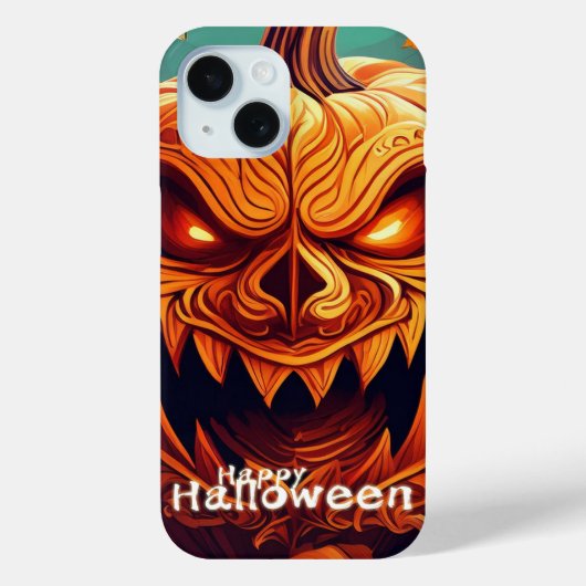 怖い顔のオレンジ色のカボチャ, ハロウィン Case-Mate iPhoneケース (裏面)