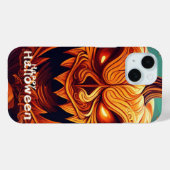 怖い顔のオレンジ色のカボチャ, ハロウィン Case-Mate iPhoneケース (裏面 (横))