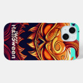 怖い顔のオレンジ色のカボチャ, ハロウィン Case-Mate iPhoneケース (裏面 (横))