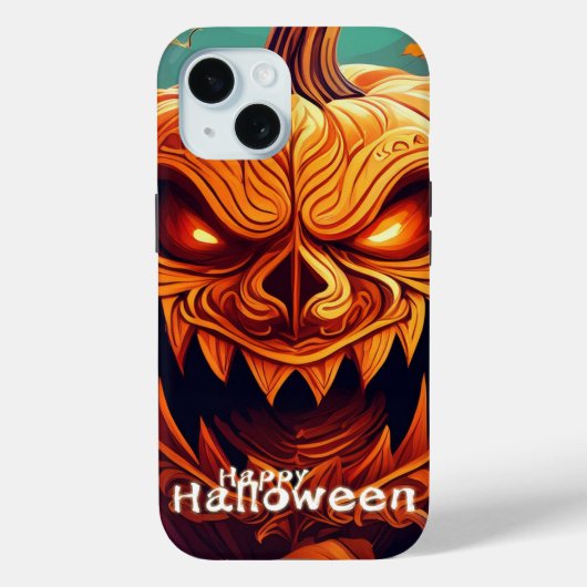 怖い顔のオレンジ色のカボチャ, ハロウィン Case-Mate iPhoneケース (裏面)