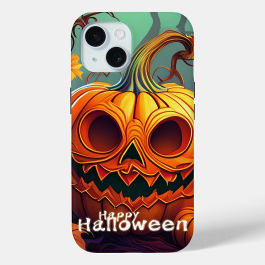 怖い顔のオレンジ色のカボチャ, ハロウィン Case-Mate iPhoneケース (裏面)