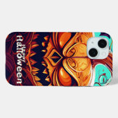 怖い顔のオレンジ色のカボチャ, ハロウィン Case-Mate iPhoneケース (裏面 (横))