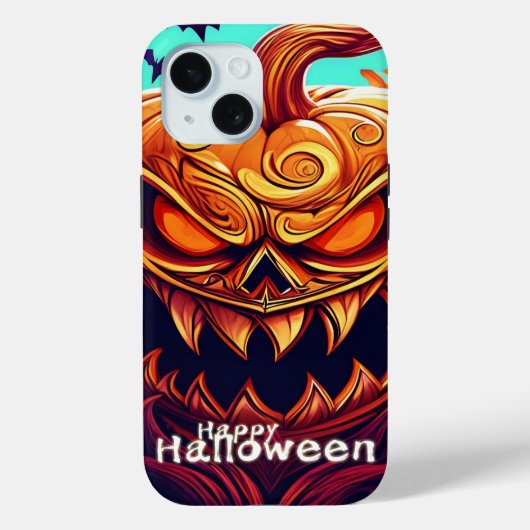 怖い顔のオレンジ色のカボチャ, ハロウィン Case-Mate iPhoneケース (裏面)