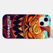怖い顔のオレンジ色のカボチャ, ハロウィン Case-Mate iPhoneケース (裏面 (横))