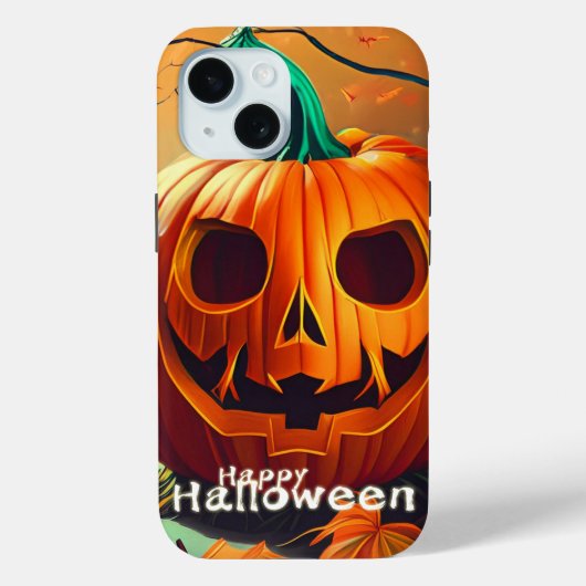 怖い顔のオレンジ色のカボチャ, ハロウィン Case-Mate iPhoneケース (裏面)