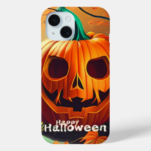 怖い顔のオレンジ色のカボチャ, ハロウィン Case-Mate iPhoneケース (裏面)