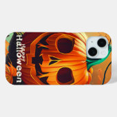怖い顔のオレンジ色のカボチャ, ハロウィン Case-Mate iPhoneケース (裏面 (横))
