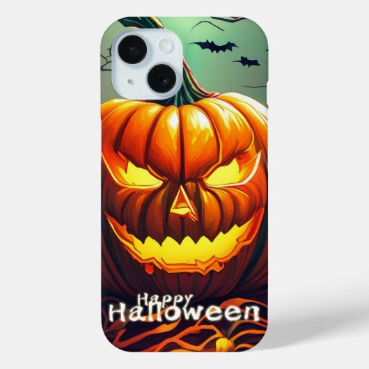 怖い顔のオレンジ色のカボチャ, ハロウィン Case-Mate iPhoneケース (裏面)