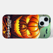 怖い顔のオレンジ色のカボチャ, ハロウィン Case-Mate iPhoneケース (裏面 (横))
