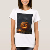 怖い顔のハロウィーンのカボチャ Tシャツ (正面)