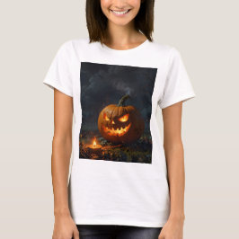 怖い顔のハロウィーンのカボチャ Tシャツ