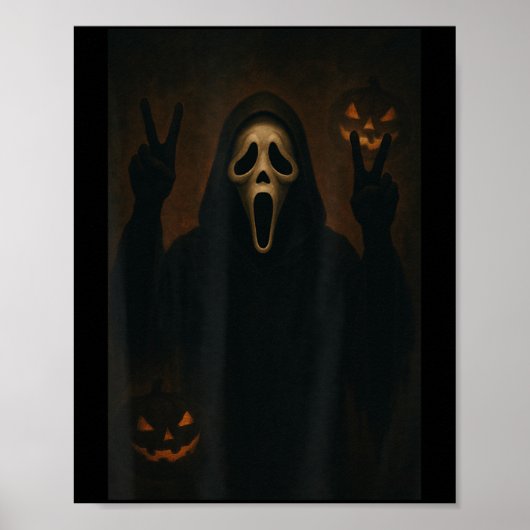 怖い顔幽霊とハート手の不気味なハロウィーン ポスター (正面)