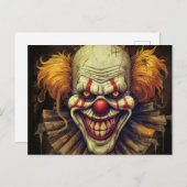 怖い風変わりカーニバルピエロイラストレーションアート ポストカード (正面/裏面)