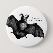 怖い飛んでいるヴィンテージこうもりハロウィーン 缶バッジ (正面)