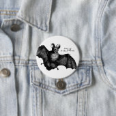 怖い飛んでいるヴィンテージこうもりハロウィーン 缶バッジ (インサイチュ)