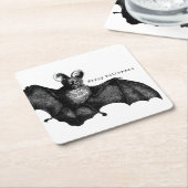 怖い飛んでいるヴィンテージこうもりハローウィンパーティ スクエアペーパーコースター (アングル)