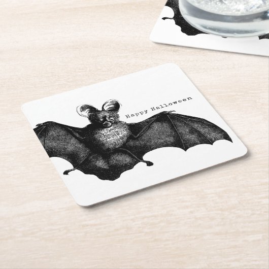 怖い飛んでいるヴィンテージこうもりハローウィンパーティ スクエアペーパーコースター (アングル)