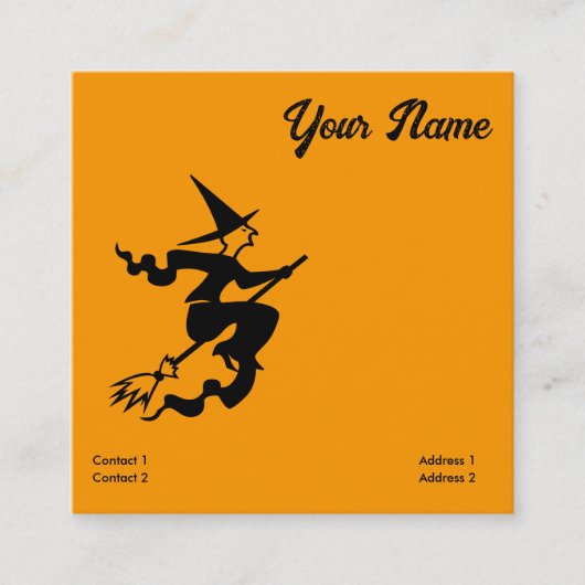 怖い飛んでいる魔女 スクエア名刺 (正面)
