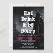 怖い食べ物 飲み物 で怖いハロウィンパーティー 招待状 (正面)