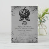 怖い骸骨パンプキン　トリックオアトリート　不気味なパーティー 招待状 (スタンド正面)