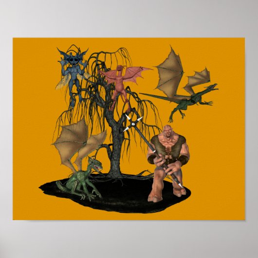 怖い鬼ゴブリンの生き物ハロウィーン ポスター (正面)