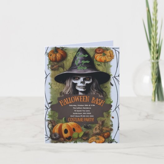 怖い魔女ハロウィンバッシュ衣装パーティー 招待状 (正面)
