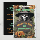 怖い魔女ハローウィンパーティ 招待状 (正面/裏面)