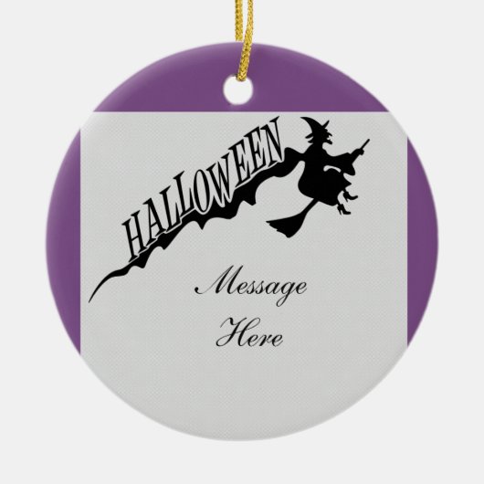 怖い魔女乗馬箒ハロウィンサンダー_コーブ セラミックオーナメント (正面)