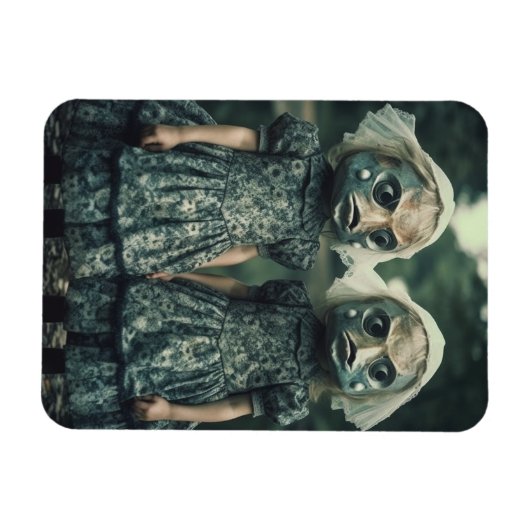 怖い魚の双子ホラー映画ファン マグネット (横)