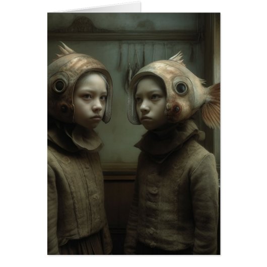 怖い魚の帽子ツインズすべての行事グリーティングカード (正面)