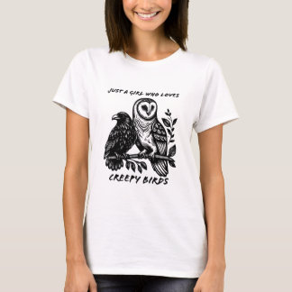 怖い鳥の納屋フクロウが大好きな女の子 Tシャツ