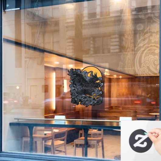 怖い黒いクロウムーン ウィンドウサイン (カフェ窓)