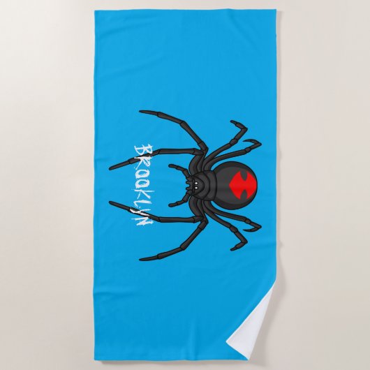 怖い黒い未亡人スパイダーアニメイラストレーション ビーチタオル (正面)