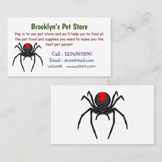 怖い黒い未亡人スパイダーアニメイラストレーション 名刺 (正面/裏面)
