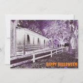 怖い黒と紫のキャビンウッズハローウィンパーティ 招待状 (正面)