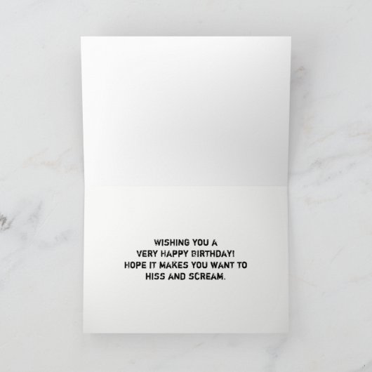 怖い黒猫とスカルハッピーバースデーハロウィン カード (内部)