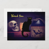 怖い黒猫とスカルハロウィーンありがとう ポストカード (正面/裏面)