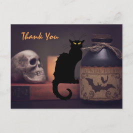 怖い黒猫とスカルハロウィーンありがとう ポストカード