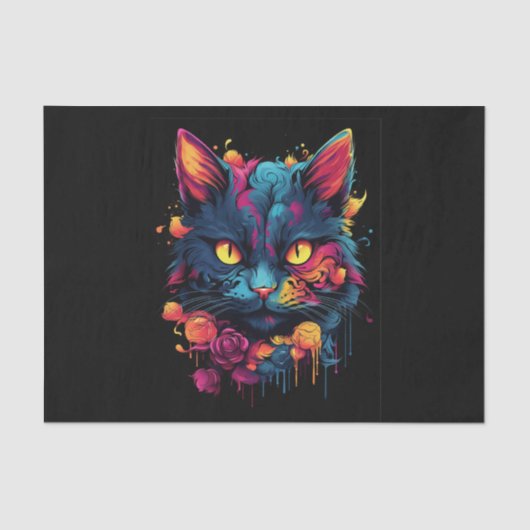 怖い黒猫ハロウィーンデコパージュ 薄葉紙 (正面)