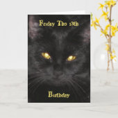 怖い黒猫誕生日13日カード カード (黄色い花)