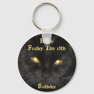 怖い黒猫誕生日13th Keych キーホルダー
