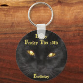 怖い黒猫誕生日13th Keych キーホルダー (正面)