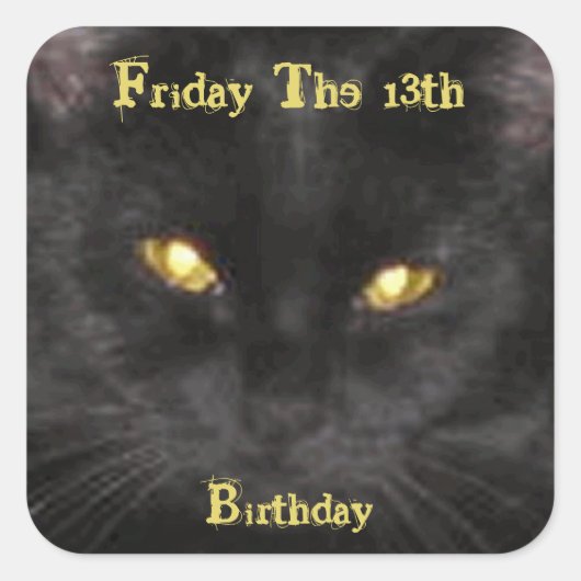 怖い黒猫誕生日13th Squa スクエアシール (正面)