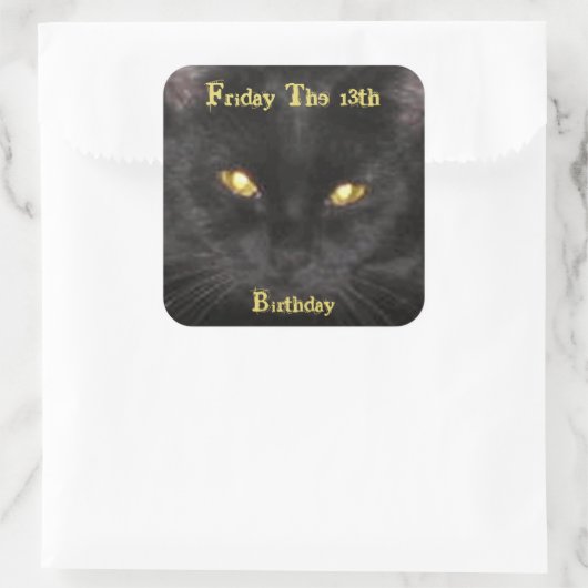 怖い黒猫誕生日13th Squa スクエアシール (バッグ)