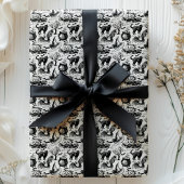 怖い黒猫、コウモリ＆かぼちゃのハロウィン ラッピングペーパー