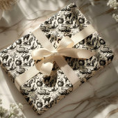 怖い黒猫、コウモリ＆かぼちゃのハロウィン ラッピングペーパー